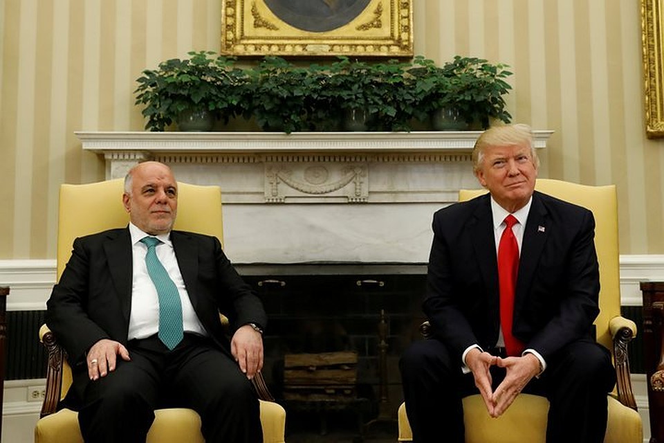Президент США Дональд Трамп на встрече с премьер-министром Ирака Хейдаром аль-Абади