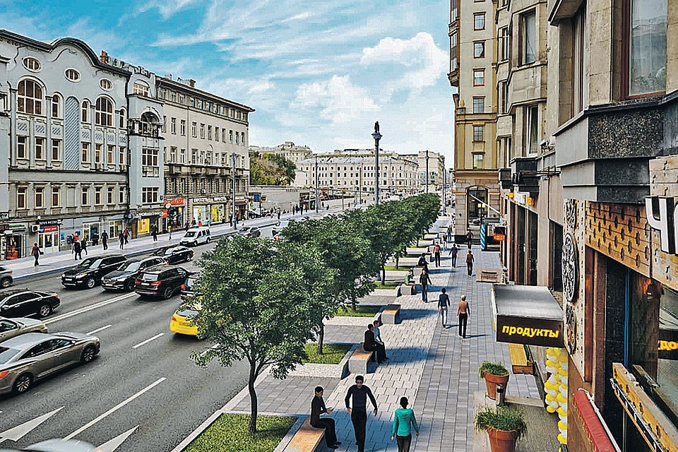 Липовую аллею на Тверской дотянут до площади у Белорусского вокзала. Фото: Пресс-служба Москомархитектуры
