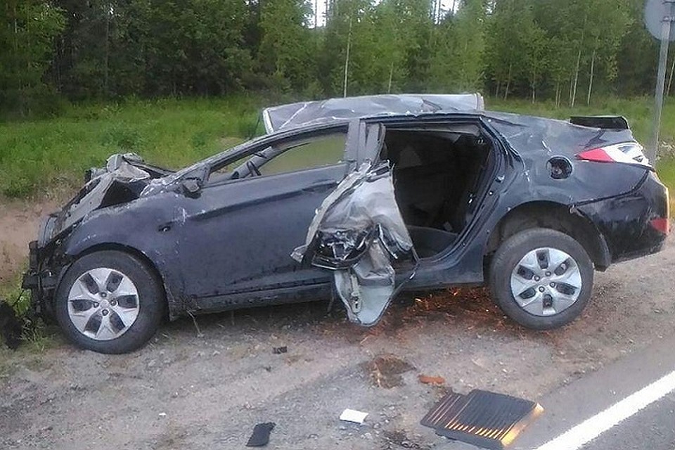 Нетрезвый вологжанин за рулем «Хендая» опрокинулся с дороги в кювет
