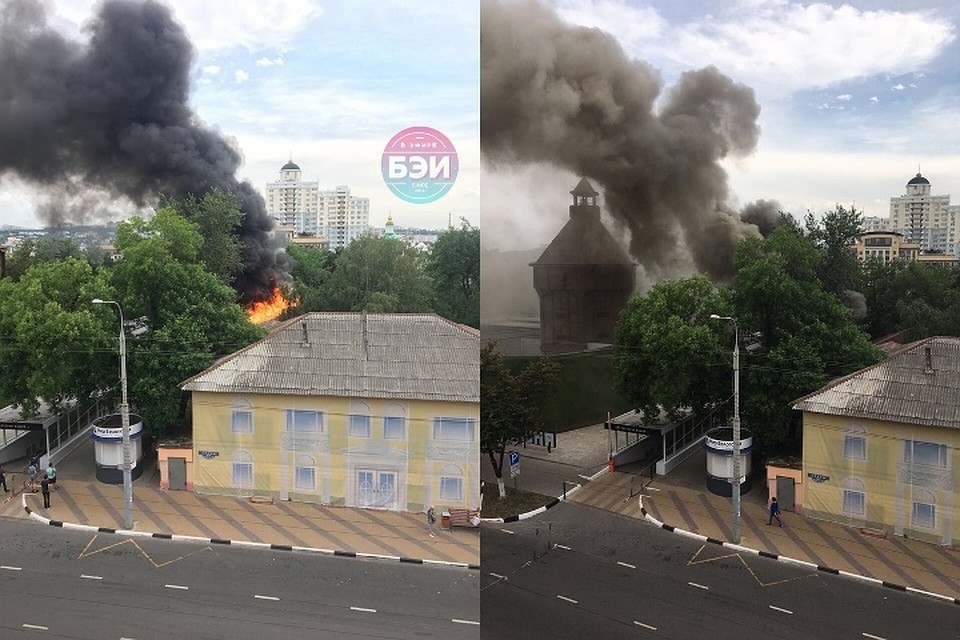 В Белгороде сгорело здание бывшей наркоклиники. Фото паблика БЭИ.