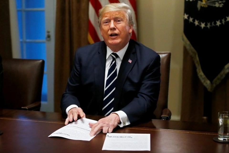 Дональд Трамп в Белом доме рассказывает о встрече с президентом России Владимиром Путиным