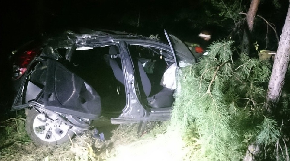 В кювет съехали два автомобиля