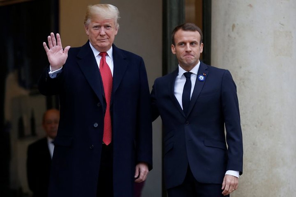 Президент США Дональд Трамп и французский лидер Эммануэль Макрон