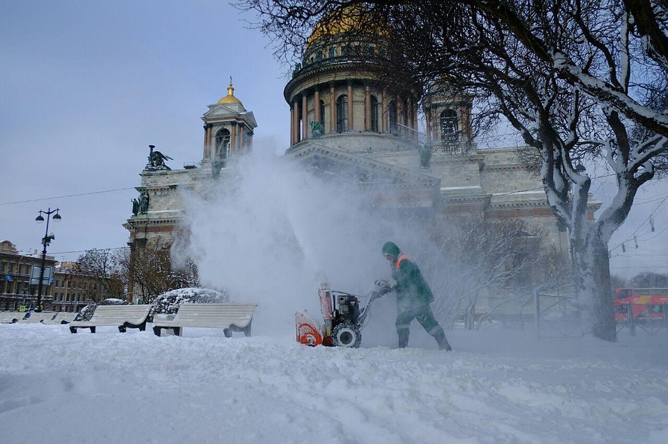Петербург накрыло снегом