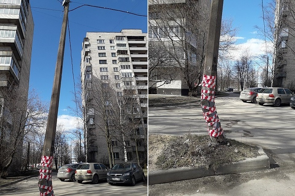 Шутки шутками, а подбитый столб может упасть на прохожих. Фото: vk.com/unreleased_dtp