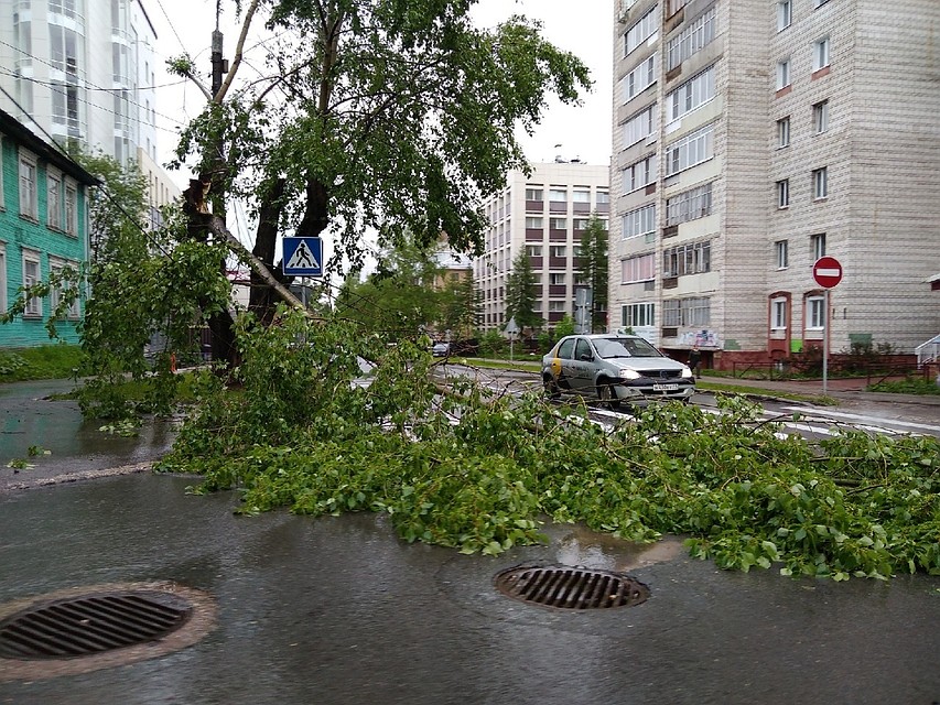 Последствия грозы в Сыктывкаре.