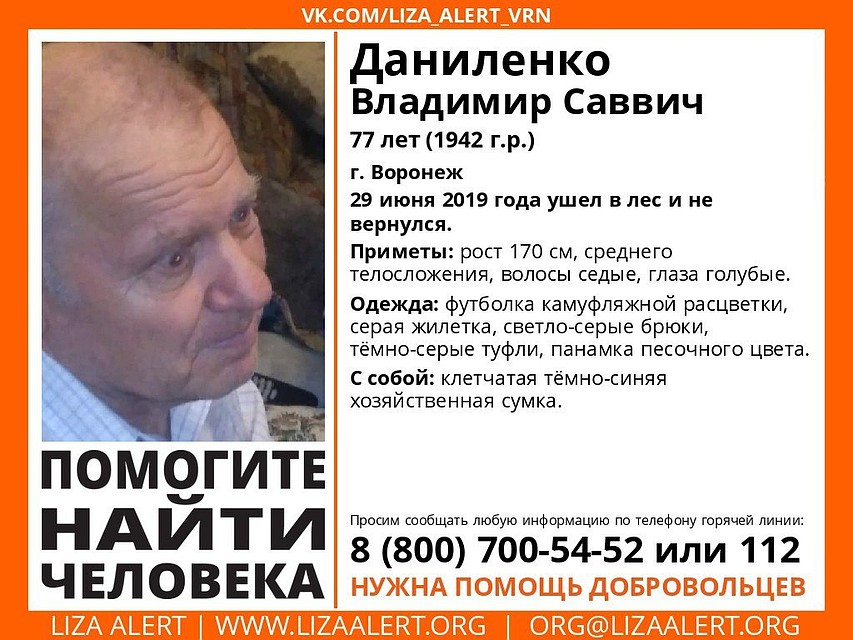 фото со страницы сообщества " Поисковый отряд Лиза Алерт Воронеж" соцсети "Вконтакте"