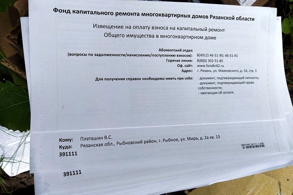 Квитанции жителей Рыбного вместо почтовых ящиков оказались в перелеске. Фото: соцсети.