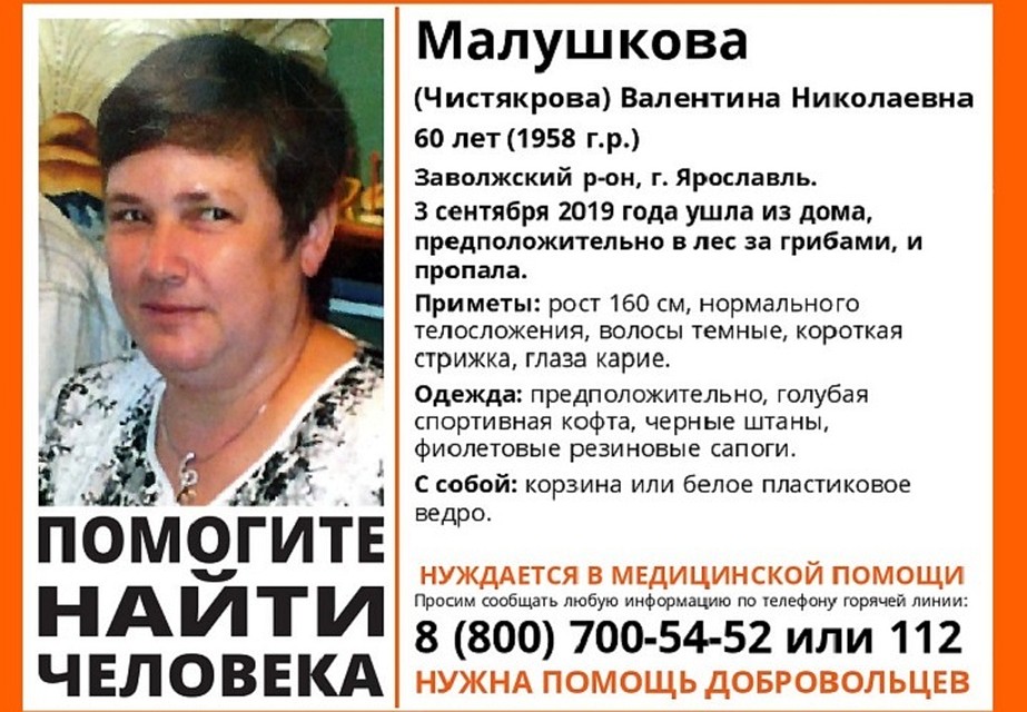 Пенсионерка пропала еще в начале текущей недели. Фото ВК/ПО "Лиза Алерт" Ярославская область