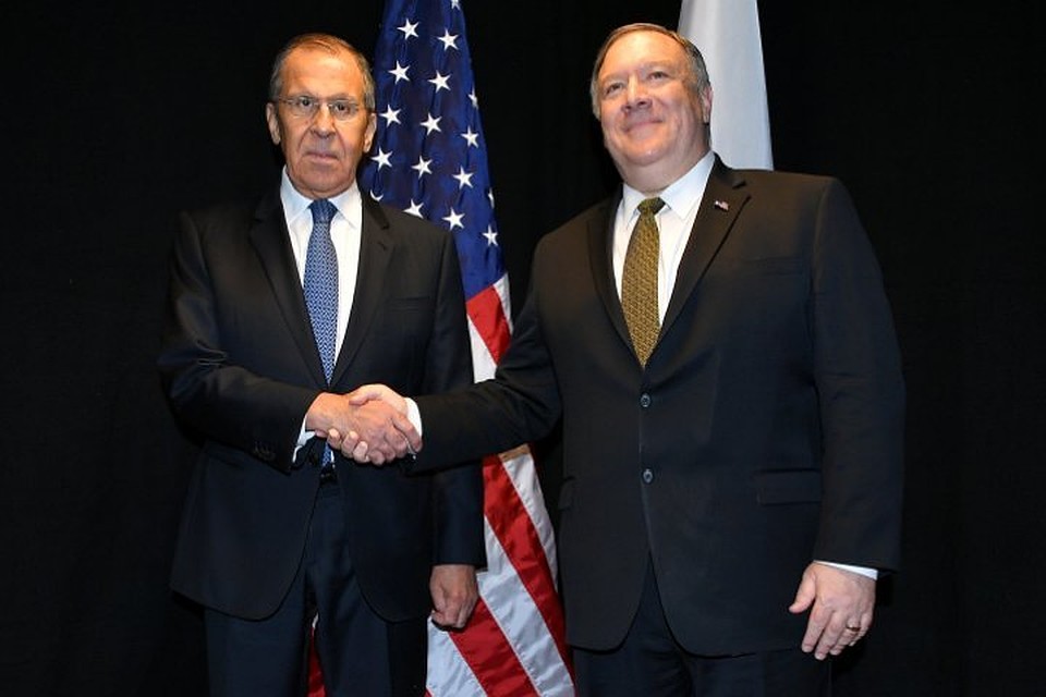 Министр иностранных дел России Сергей Лавров и госсекретарь США Майкл Помпео