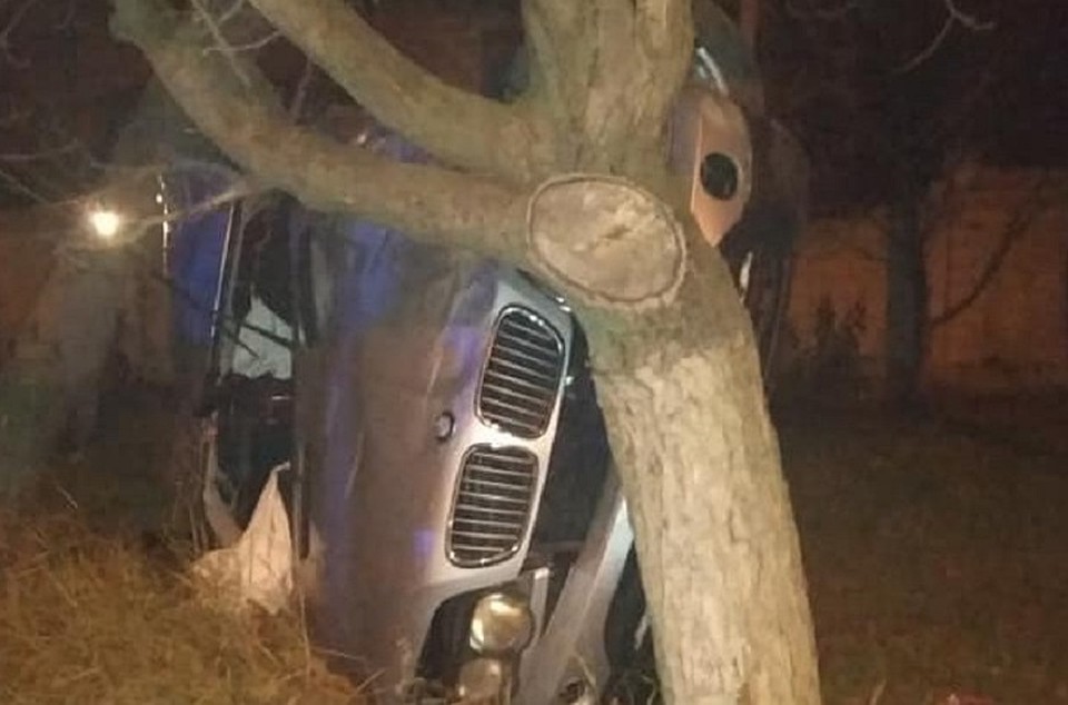 В Дурлештах пьяный водитель не справился с управлением, автомобиль въехал в дерево. Фото: Alocica Budescu/Facebook