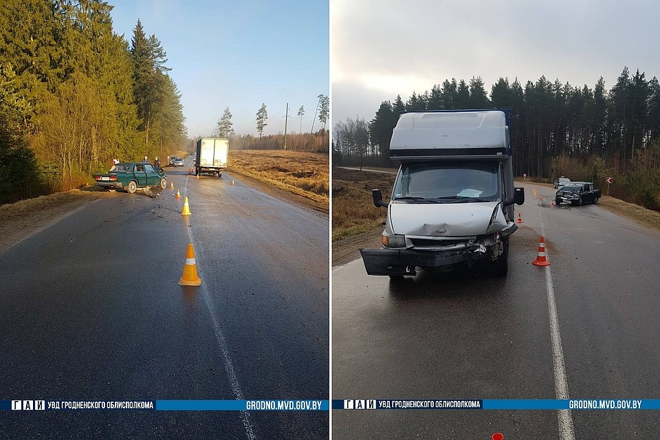 Водитель грузовика не вписался в поворот и выехал на встречную полосу. Фото: ГАИ Гродно.