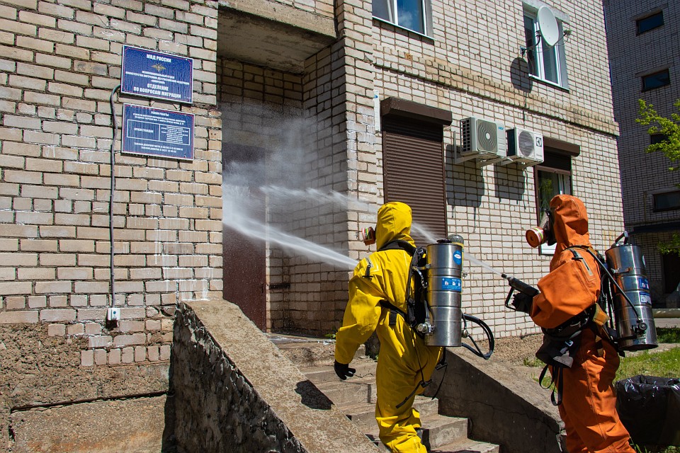 Дезинфекция в Кимрах силами МЧС. Фото: ГУ МЧС по Тверской области