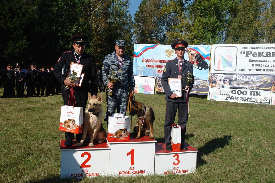 Николай Старостин и Багира на всероссийских соревнованиях в 2012 году. Фото из архива ГУ МВД