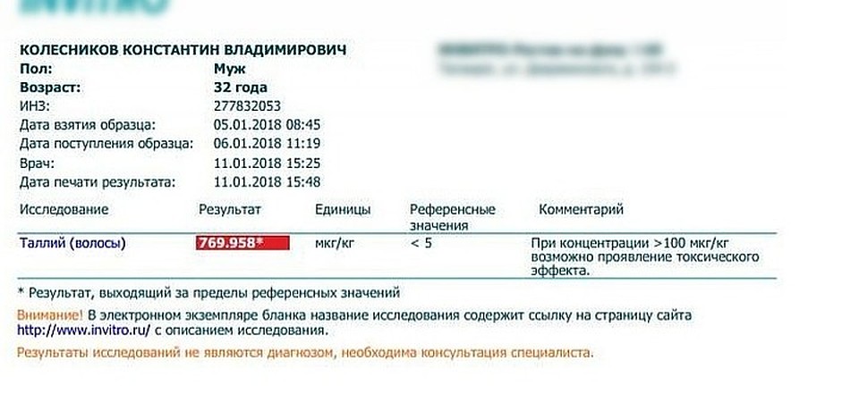 А в январе выяснилось - отравление таллием! Фото: личный архив