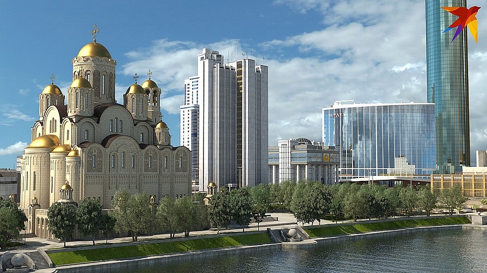 Изначально храм хотели возвести в аквартории Городского пруда, но потом решили строить более традиционным способом. Фото: проектная документация