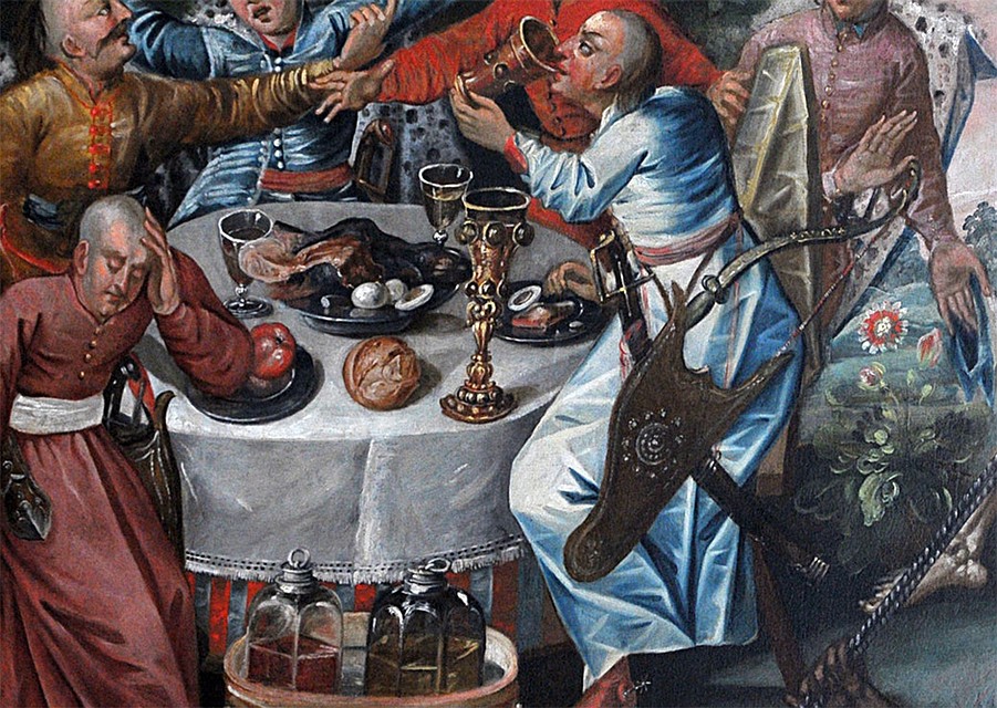 Шляхетское застолье на картине «Смертельный звон», 1650 год.