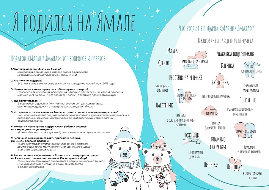 Что входит в подарок "Малышу Ямала"? Фото: правительство ЯНАО