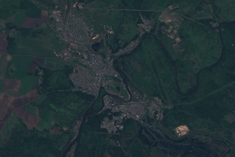 А так выглядел Тулун всего за 7 дней до наводнения. Фото: сайт Sentinel Hub.