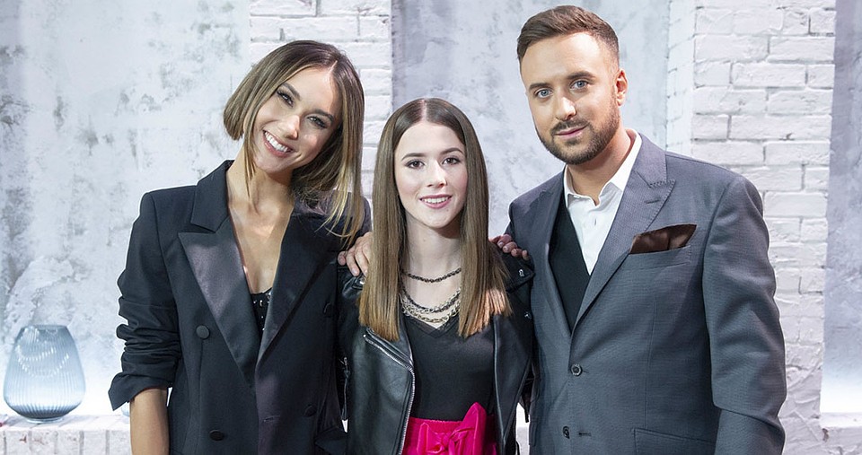 Ведущие детского "Евровидения-2019" Ida Nowakowska, Roksana Węgiel и Aleksander Sikora. Фото: TVP