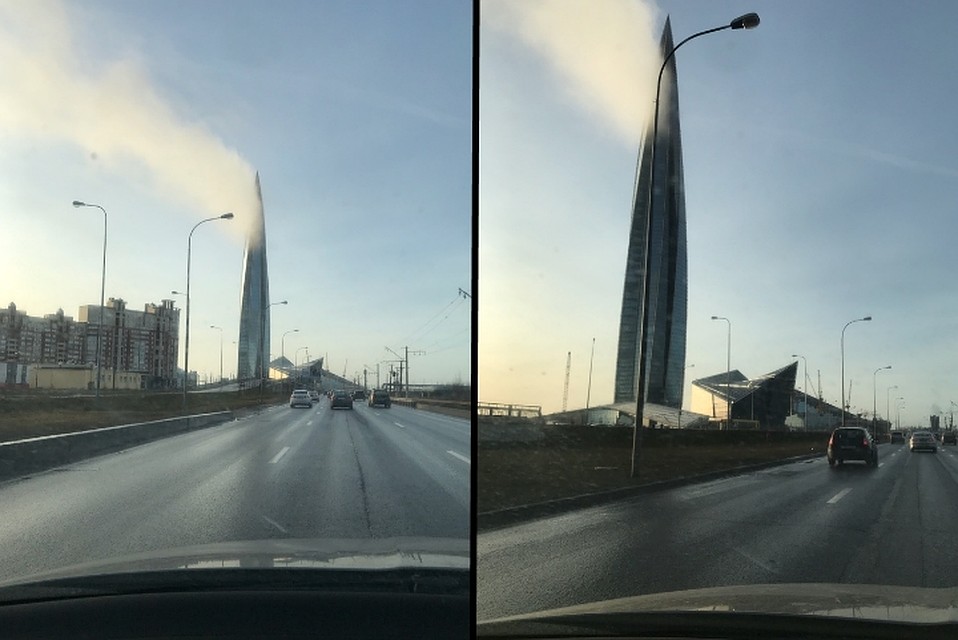 На некоторых фото "задымление" действительно выглядит правдоподобно. Фото: vk.com/spb_today