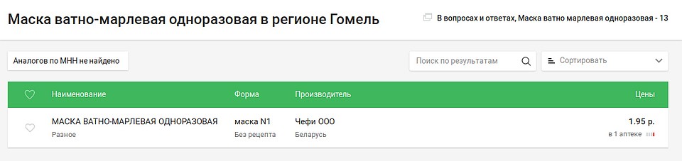 Одноразовые маски - в единичных аптеках