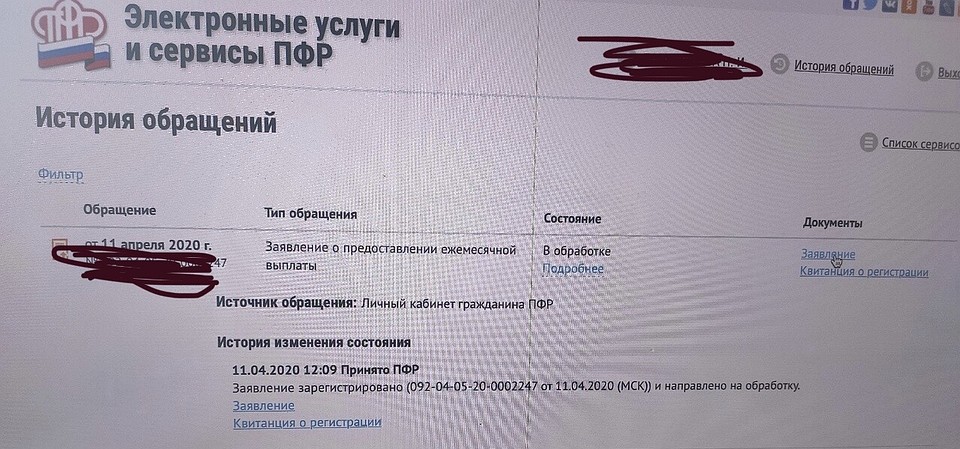 Так выглядит итог подачи заявления на 5 000 рублей.