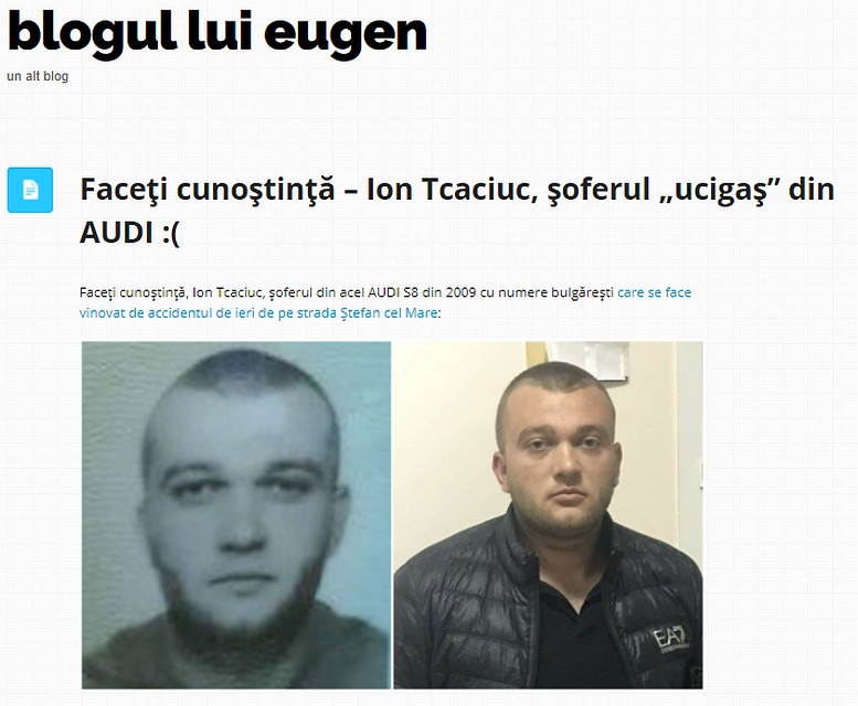Ион Ткачук, по словам блоггера Иона Лукьянчука, является участником ДТП.