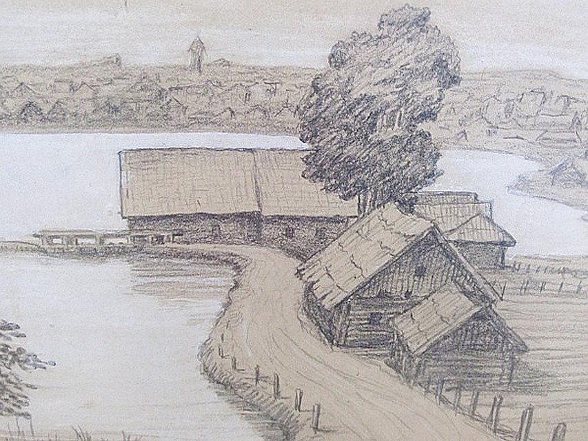А вот водная мельница из глубокского альбома Язэпа Дроздовича, 1925 год. Фото: фонды Национального исторического музея Беларуси
