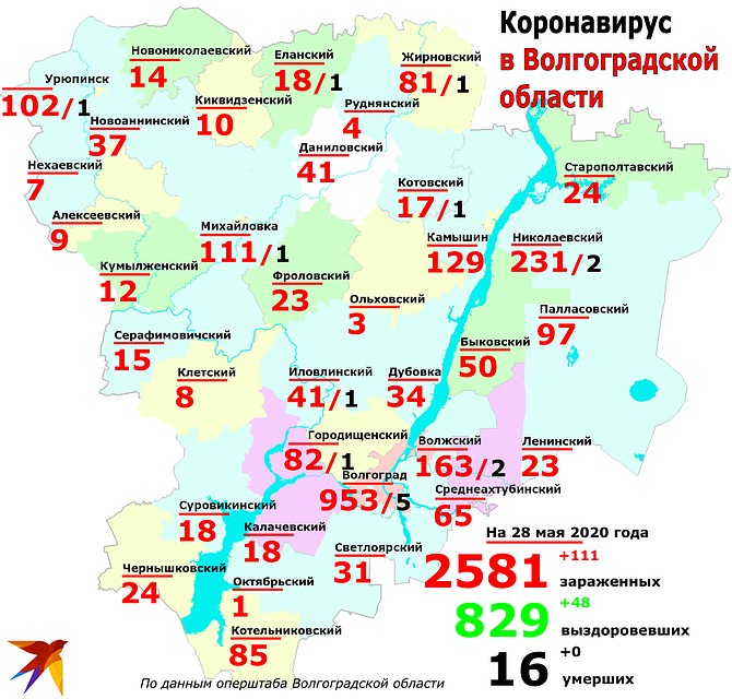 Статистика и география: сколько заболевших коронавирусом в Волгоградской области, распределение по городам и районам данные на 28 мая 2020. Фото: Инна ШЕРЕМЕТЬЕВА