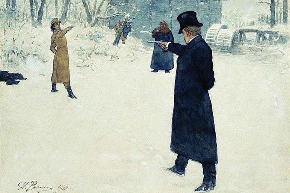 Илья Репин. "Дуэль Онегина и Ленского"