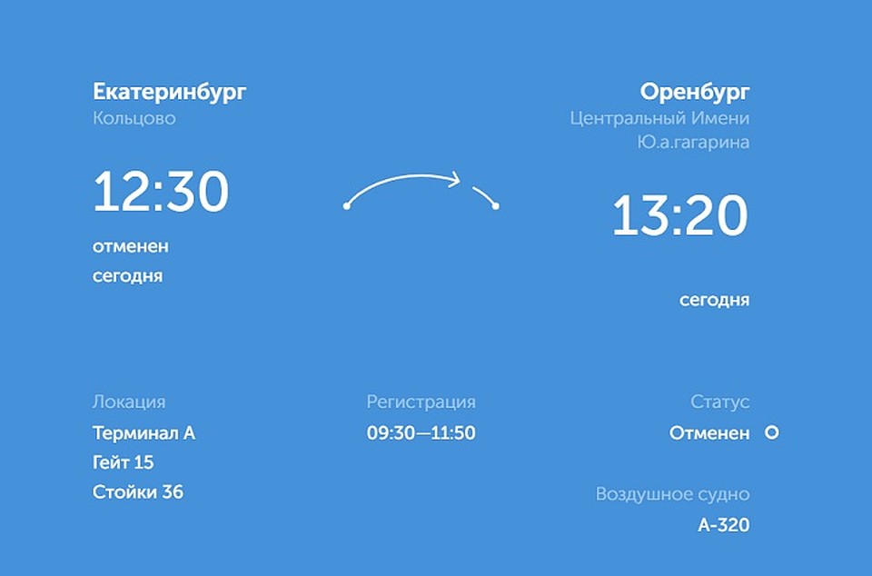 "Урал" должен был лететь на матч чартерным рейсом. Его также пришлось отменить. Фото: сайт аэропорта Кольцово