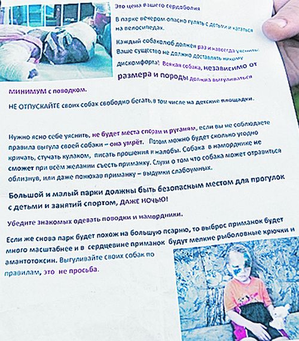 Такие объявления развесили в парке 50-летия Октября «раменские отравители».