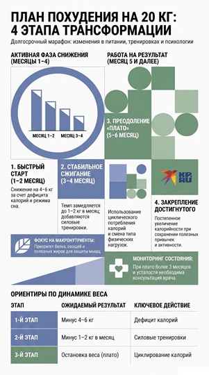 Пошаговый план похудения на 20 кг