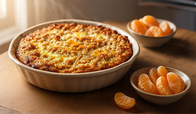 Запеканка творожно-овсяная с мандаринами
