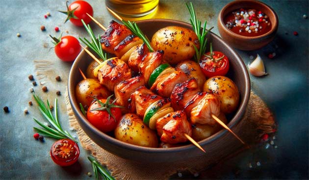 Куриный шашлык в кефирно-чесночном маринаде