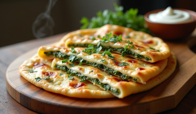 Лаваш с зеленью и сыром