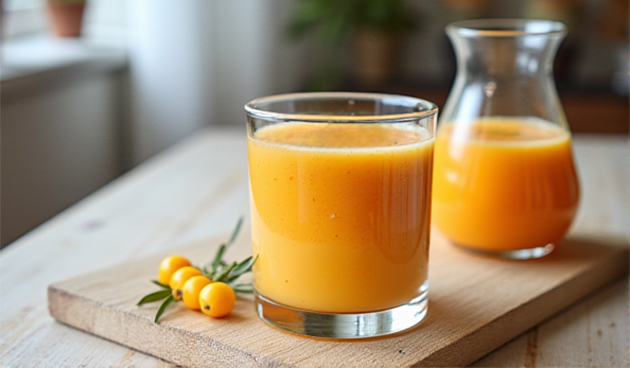 Смузи с облепихой, йогуртом и семенами подсолнечника