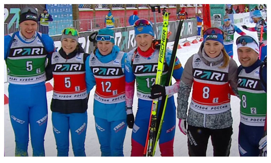 Победители сингл-микста в Уфе на Кубке России по биатлону. Фото: СБР