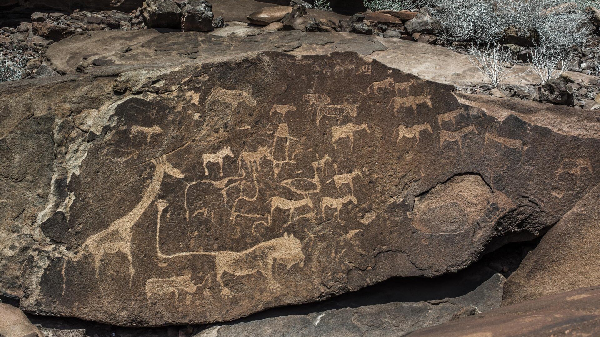Рисунки на камнях в Твифелфонтейн, Намибия.